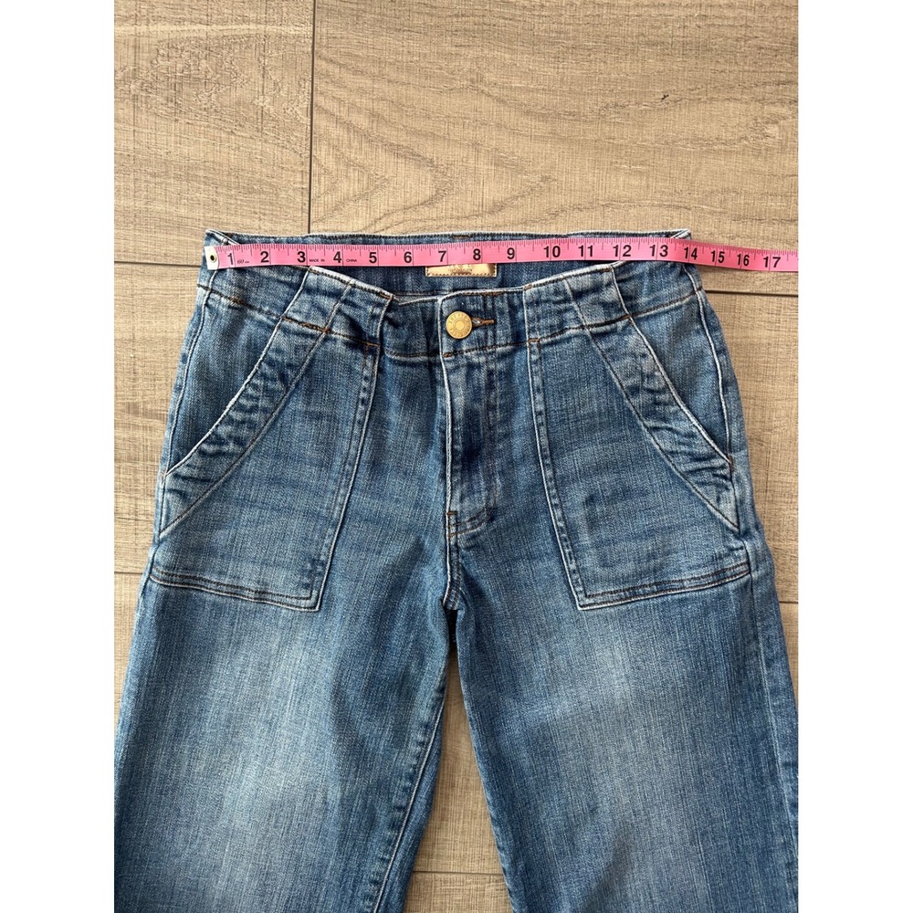 Kut from the Kloth Wide Leg Cropped Jeans Medium Wash Raw Hem Size 2 - Picture 3 of 8